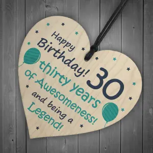 Novelty 30th Birthday Gift Wood Heart Funny Mum Dad Brother Sister Gift Keepsake