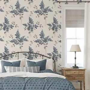 Tiffany Fiore Textured Heavyweight Vinyl Wallpaper Navy Belgravia 41339