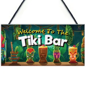 RED OCEAN Tiki Bar Welcome Hanging Bar Pub Plaque  Beach Decoration Sign Friendship Gift