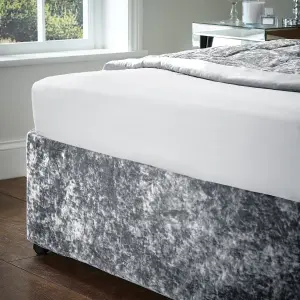 Catherine Lansfield Bedroom Crushed Velvet Divan Base Wrap Silver Grey