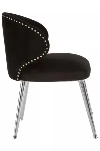 Interiors by Premier Black Velvet Dining Chair, Accent Dining Chair for Living Room, Upholstered Velvet Chair with Curved Back