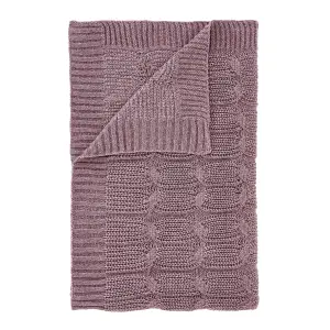 Catherine Lansfield Chunky Marl Knit Cosy 130x170 cm Blanket Throw Plum