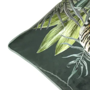 Evans Lichfield Zinara Tiger Rectangular Velvet Piped Feather Filled Cushion