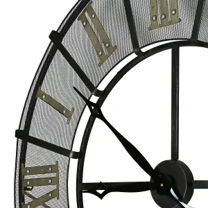 Charles Bentley Wrought Iron Outdoor Garden Metal Clock - Black & Antique Brass