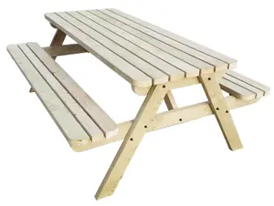 Fortem Rounded Pub Style Picnic Table Benches Set (8ft, Natural finish)