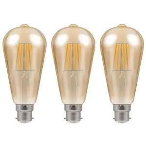 Crompton LED Squirrel Cage ST64 7.5W B22 Dim Filament Extra Warm White Antique Bronze (50W Eqv) (3 Pack)