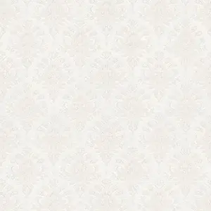 GoodHome Abeli White Metallic effect Russian damask Textured Wallpaper