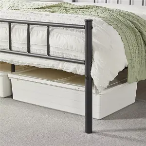 Yaheetech Black 4ft6 Double Basic Metal Bed Frame with Headboard and Footboard