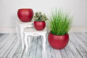 Epoxi Round Maroon Textured Matte Indoor Plant Pot 16cm