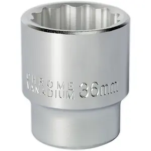 High-Quality 36mm Forged Steel Drive Socket - Chrome Vanadium - 3/4" Square Drive