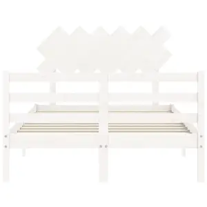 Berkfield Bed Frame with Headboard White 120x200 cm Solid Wood