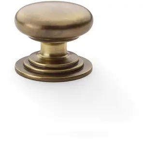 Stepped Round Door Knob - Antique Brass 38mm Classic Kitchen Cabinet Pull Handle