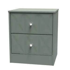 San Jose Ready assembled Green 2 Drawer Bedside chest (H)521mm (W)450mm (D)395mm