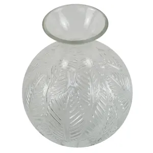 26cm Clear Fern Print Glass Bottle Vase