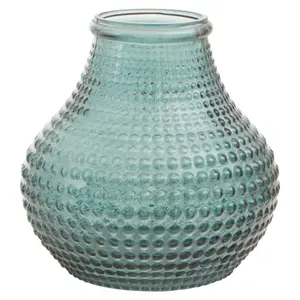 Interiors by Premier Large Green Glass Vase With Vibrant Green Hue, Stylish Pottery Vase With Studded Surface, Textured Glass Vase