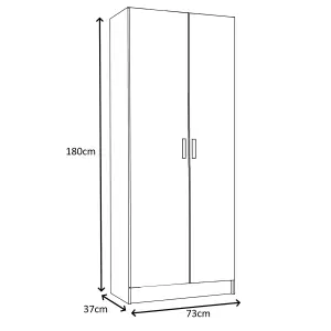 VITA 2 Door Utility Storage Broom Cupboard in Matt White