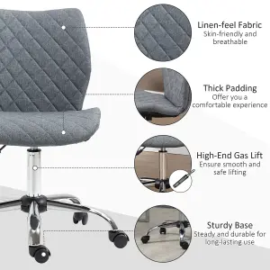 Vinsetto 360 Swivel Office Chair Mid Back Computer Chair with Wheels, Grey