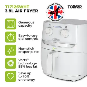 Tower Vortx Air Fryer with Manual Controls, 1500W, 3.8L White