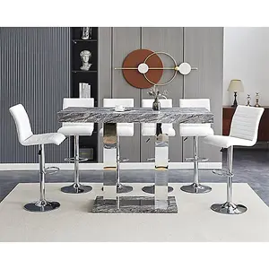 Caprice Melange Effect Bar Table Large 6 Ripple White Stools