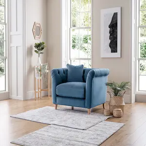 Sofas Express Carlton Sky Blue Velvet Armchair