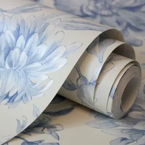 Fine Decor FD43610 Isabella Floral Wallpaper Roll, Blue