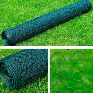 Berkfield Mesh Fence Galvanised Steel Hexagon 1x25 m Dark Green