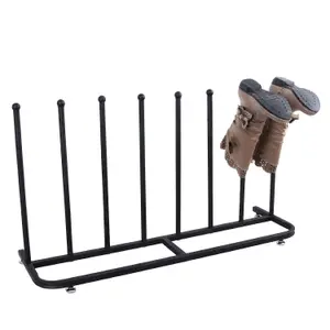 House of Home 4 Pair Black Boot Rack Shoe Welly Stand Storage Organiser