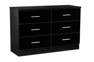 REFLECT XL 6 Drawer Chest of Drawers in Gloss Black Drawer Fronts and Black Oak Carcass