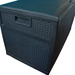 Black Rattan Style Outdoor Storage Box - Weatherproof Storage Chest for Garden Equipment - H63 x W120 x D61cm, Large 461L Capacity