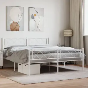 Berkfield Metal Bed Frame with Headboard and Footboard White 135x190 cm