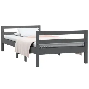 Berkfield Bed Frame Grey 90x200 cm Solid Wood Pine