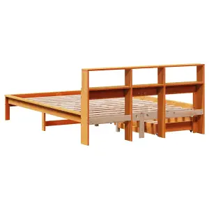 Berkfield Bookcase Bed without Mattress Wax Brown 120x190 cm Small Double Solid Wood Pine