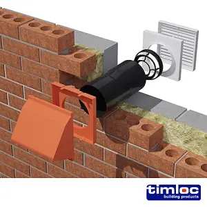 Timloc AeroCore Through Wall Vent Set with Cowl and Baffle White - 127 x 350 (dia x length)