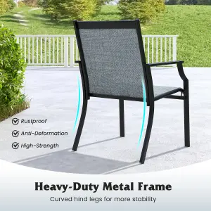 Costway Set of 2 Patio Dining Chairs Outdoor Garden Porch Armchairs w/ Breathable Seat