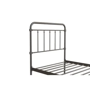 Aanya Bed Frame Classic Steel Grey Performance Velvet / Single (3')