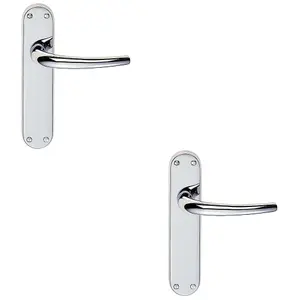 2 PACK - Rounded Sleek Internal Latch Door Handle - Polished Chrome Lever on Backplate