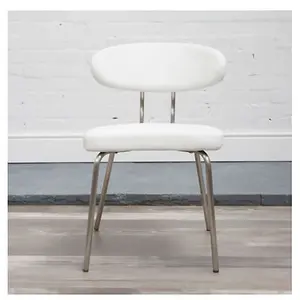 Marago Brushed Steel Faux Leather Modern Chair - Fully Assembled Various Colours White faux leather TaupeWhite