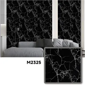 Zed Decor Marble Sticky Back Plastic Granite Self Adhesive Vinyl Wallpaper 45cm x 300cm Black Carrara M2325