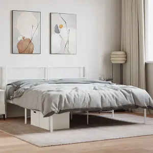 Berkfield Metal Bed Frame with Headboard White 140x190 cm