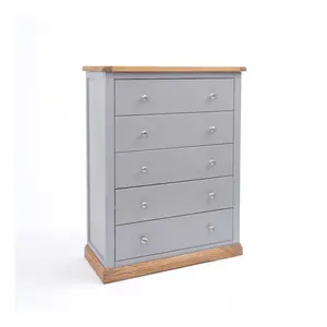 Biccari 5 Drawer Chest of Drawers Chrome Knob