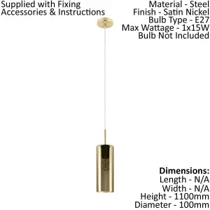 Pendant Ceiling Light Colour Satin Nickel Shade Gold Color Glass Vaporized E27 1x15W