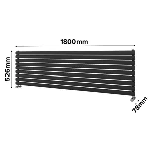 Ximax Champion FORH1164600A Anthracite Gas Horizontal Designer Radiator, (W)1800mm x (H)526mm