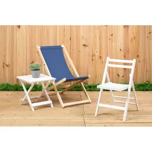 Interiors by Premier Blue Deck Chair, Water-resistant Small Outdoor Deck Chair, Built Last Lawn Chair, Foldable Wooden Deck Chair