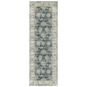 Silk Road Blue Perla Medium Runner, (L)180cm x (W)60cm