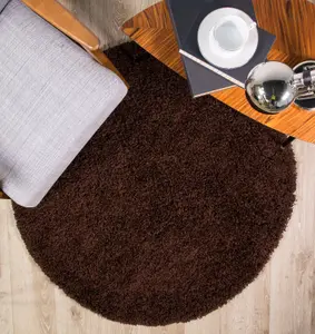 Soft Value Brown Shaggy Area Rug 135x135cm