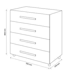 Atomia Freestanding Matt grey oak effect 4 Drawer Chest of drawers (H)800mm (W)750mm (D)450mm