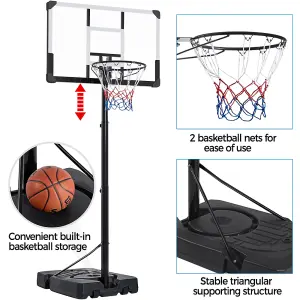 Yaheetech Black Portable Basketball Hoop with Wheels