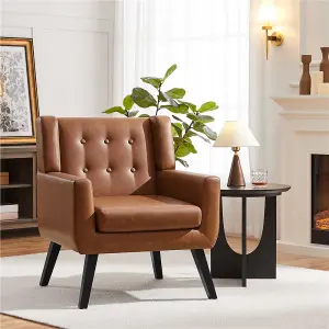 Yaheetech Button Tufted Armchair Leisure Chair - Retro Brown