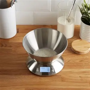 Dunelm Stainless Steel Electronic Kitchen Scales With Measuring Bowl, Silver