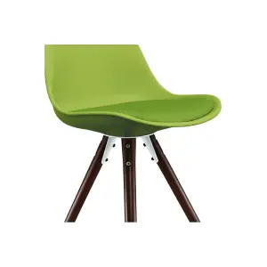 Soho Green Plastic Dining Chair with Pyramid Dark Wood Legs